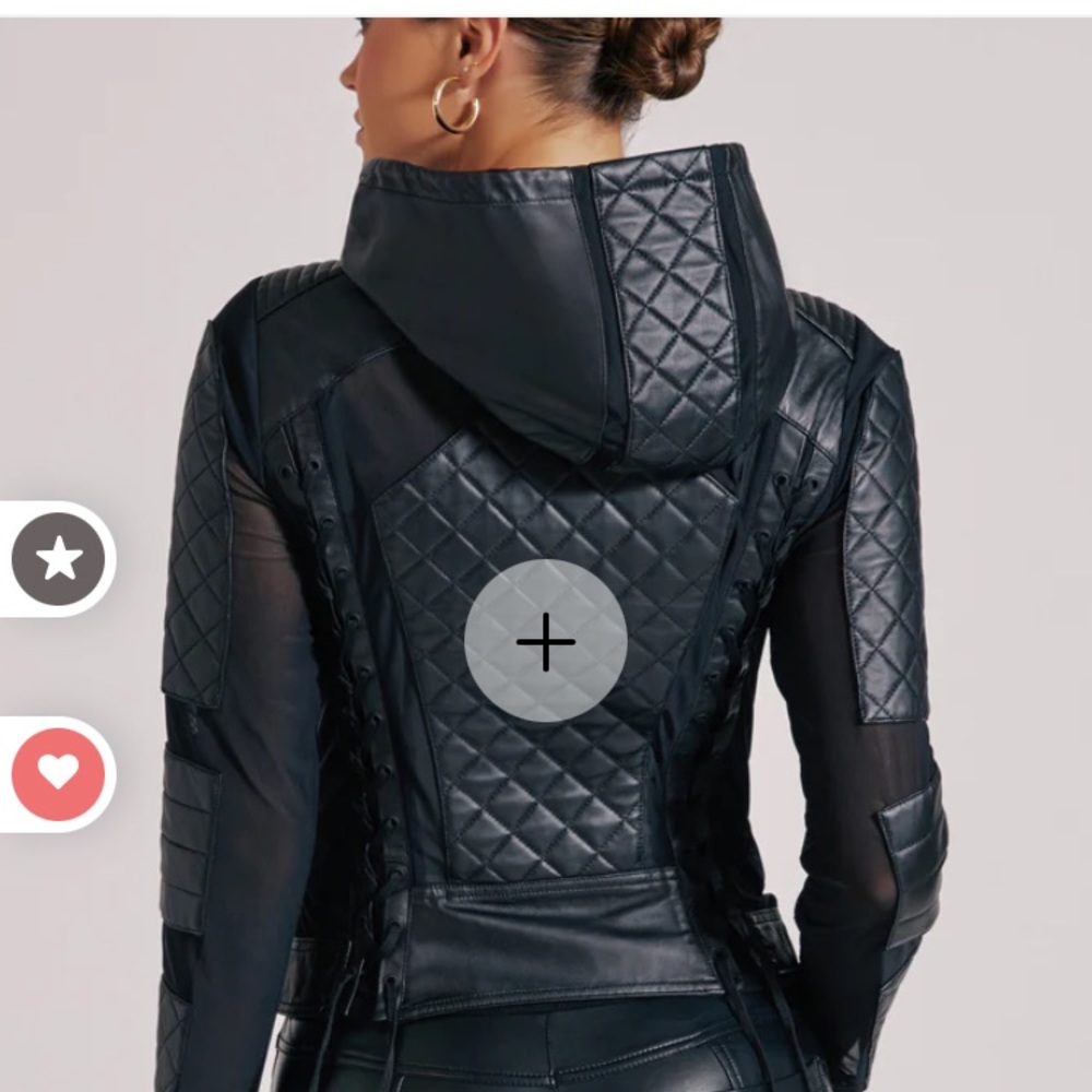 Blanc Noir Hooded Moto Jacket Black Genuine Leather